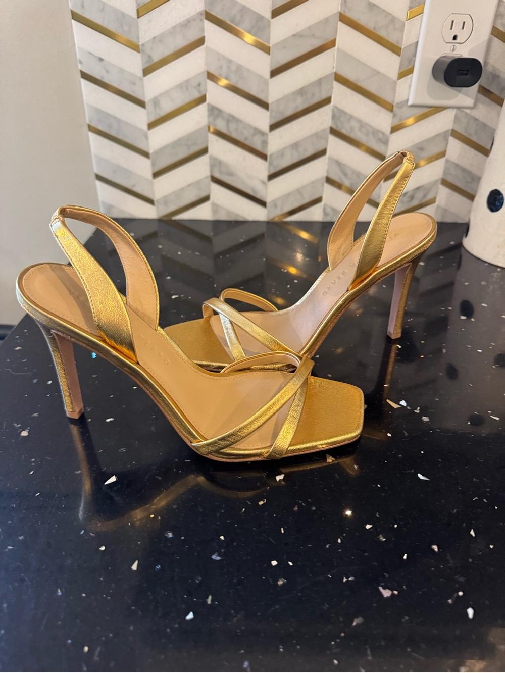 Veronica Beard Gold Strappy Heels